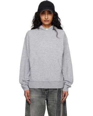 Acne Studios Pull À Capuche Gris En Cachemire