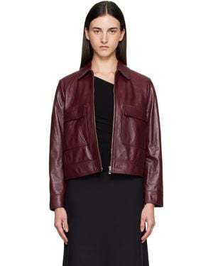 Max Mara バーガンディ Nepet レザージャケット - レッド