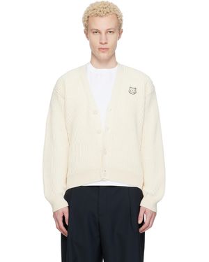 Maison Kitsuné Off- Fox Head Cotton Ribbed Cardigan - Black