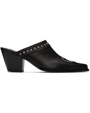 OPEN YY Heart Stud Western Mules - Black