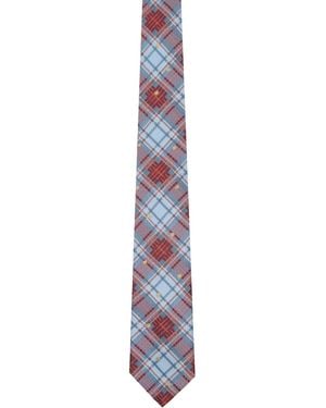 Vivienne Westwood Cravate Louth Tartan Bleu Et Rouge - Violet