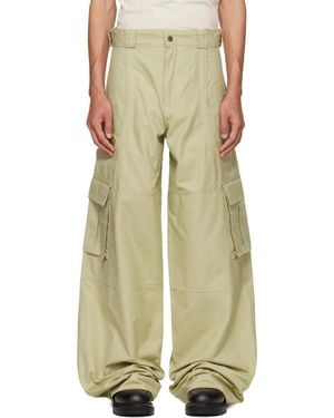 HYACYN Wide Leg Cargo Trousers - Natural