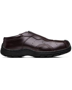 Dr. Martens Burgundy Aurix Satin Finish Leather Mule Loafers - Black