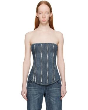 Miaou Libra Denim Corset - Black
