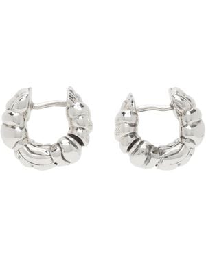 Bottega Veneta シルバー Mini Pleat フープピアス - ブラック