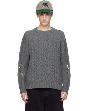 STEFAN COOKE Slashed Cable Jumper - Grey