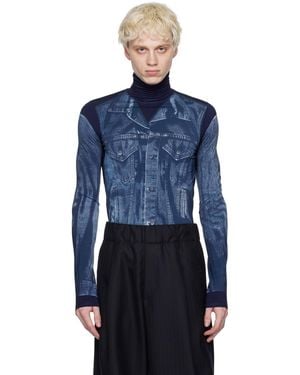 Jean Paul Gaultier ブルー プリント タートルネック