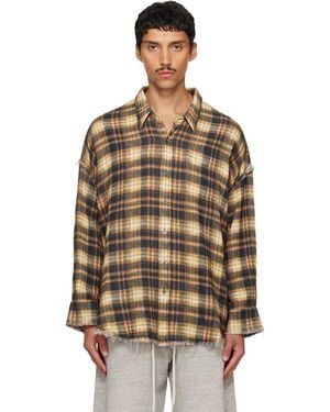 R13 Shredded Seam Drop Neck Shirt - Brown