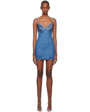 Area Crystal Denim Minidress - Black