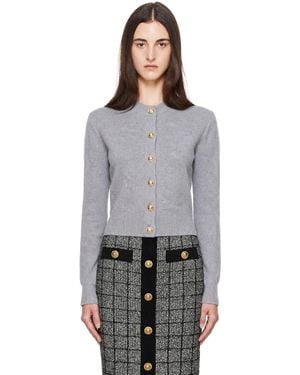 Balmain Buttoned Round Collar Cashmere Cardigan - Grey