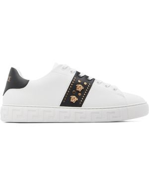 Versace Greca Embellished Nylon Sneakers - White