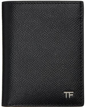 Tom Ford Small Grain Leather Folding Card Holder - Black