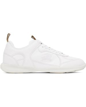 Burberry Baskets Matrix Blanches En Cuir - Noir