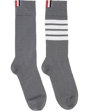 Thom Browne Cotton 4-Bar Mid Calf Socks - Grey