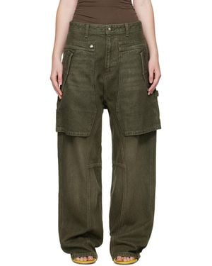 ANDERSSON BELL Raptor Layered Wide-Leg Jeans - Green