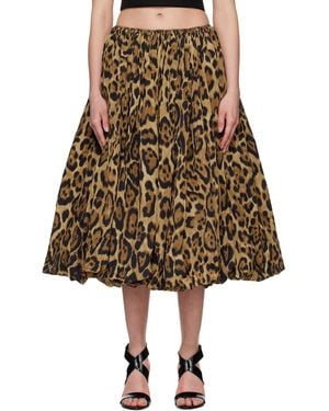 Alaïa Taffeta A-Line Midi Skirt - Natural
