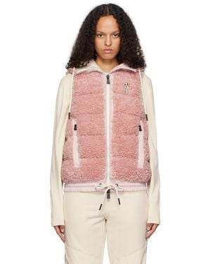 Moncler Padded Teddy Zip-Up Down Vest - Pink