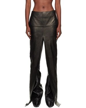 Rick Owens Concordians Sliced Leather Maxi Skirt - Black