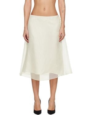 Ami Paris Off- Silk Sheer Trapeze Midi Skirt - Natural