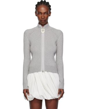 JW Anderson グレー Fitted ジップアップセーター - ブラック