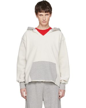 Les Tien Heavyweight Inside Out Raw Cropped Hoodie - White