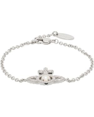 Vivienne Westwood シルバー Olympia フェイクパール チェーンブレスレット - ブラック