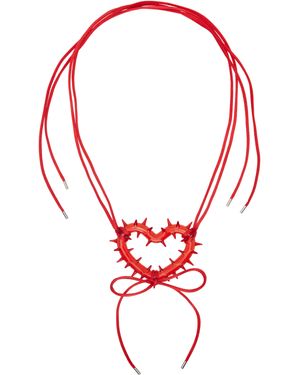 Hugo Kreit Collier Rouge À Pendentif En Forme De Cœur Clouté