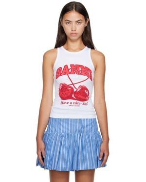 Ganni Cherry Tank Top - Blue