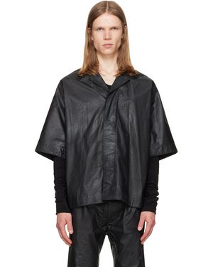 Julius Chemise Kite Noire En Popeline Enduite