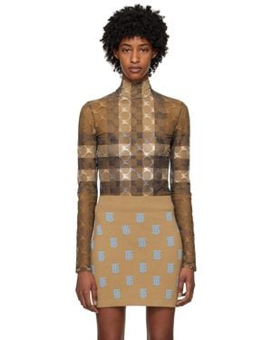 Burberry ブラウン Ekd チェック ボディスーツ - ブラック