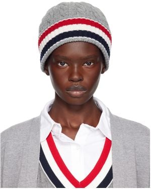 Thom Browne Cable & Rib Merino Wool Rwb Stripe Beanie - Red