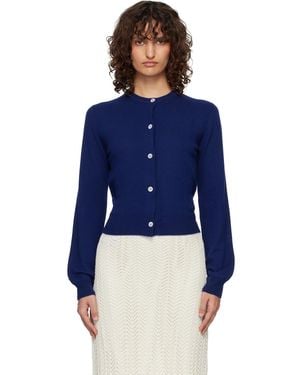 Jil Sander Wool Crew Neck Long Sleeves Cardigan - Blue