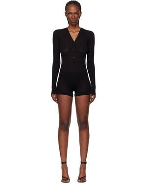 Mugler Knit Cotton Bodyshort - Black