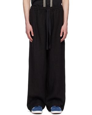 Commas Wide-Leg Linen Trousers - Black