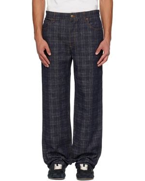 Burberry Loose Check Jeans - Blue