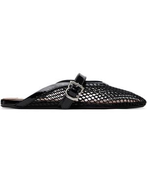 Alaïa Fishnet Mule Ballerina Flats - Black