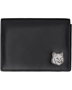 Maison Kitsuné フォックスヘッド 中ベラ付き二つ折り財布 - ブラック