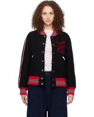 Needles Deconstructed Letter Bomber Jacket - Black