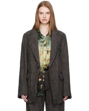 R13 Frayed Edge Ragged Blazer - Black