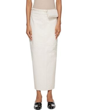 Rohe Jupe Longue Blanc Cassé En Cuir À Pochette