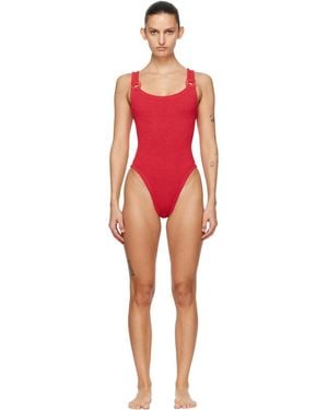 Hunza G Tonal Hoops Domino Swimsuit - Red