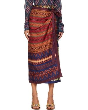 Dries Van Noten Long Wrap Scarf Midi Skirt - Red