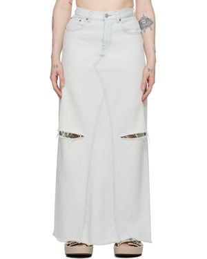 MM6 by Maison Margiela Distressed Denim Maxi Skirt In - White