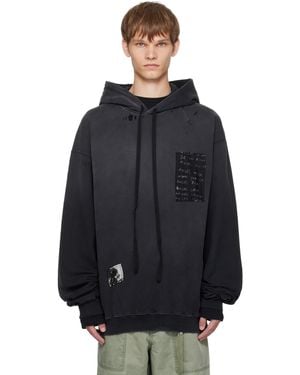 Ann Demeulemeester Pull À Capuche Décontracté Ollie Noir À Écussons Imprimés