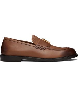 Versace ブラック 'V' レザー ローファー