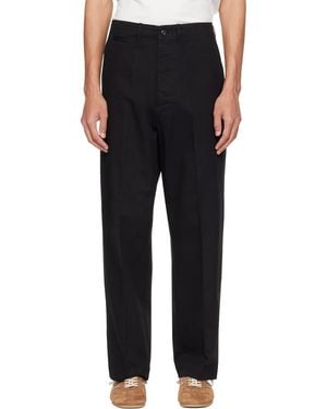 Merz B. Schwanen 1920S Cotton Twill Worker Chino Trousers - Black