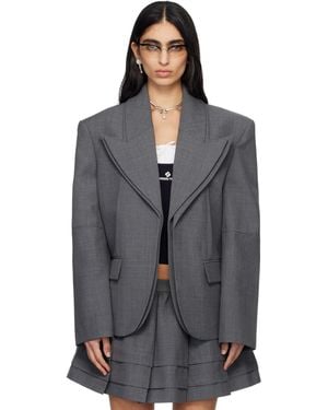 ShuShu/Tong Peak Lapel Oversized Blazer - Black