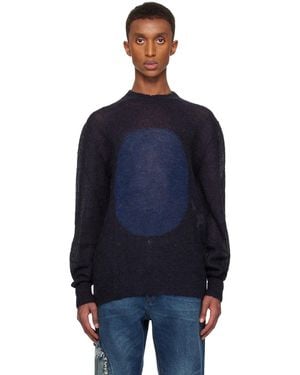 Edward Cuming Mohair-Alpaca Graphic Crewneck Jumper - Blue