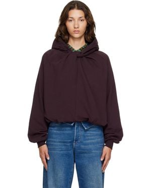 Dries Van Noten Pull À Capuche Drapé Bourgogne En Coton - Violet