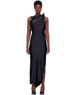 Coperni ブラック アシンメトリ フラワー マキシドレス